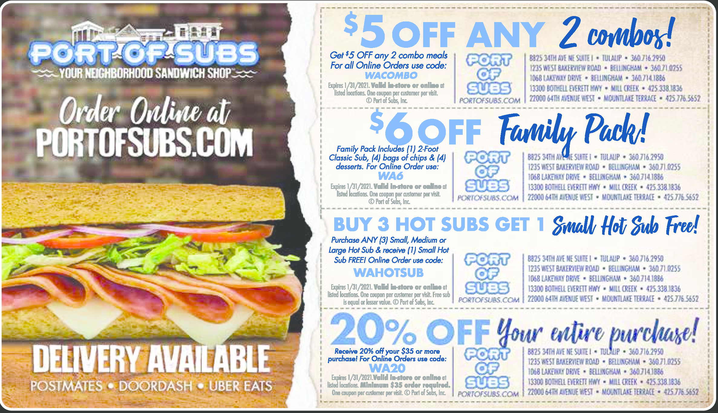 Port of Subs Coupons