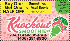 Coupon Offer: Buy One, Get One HALF OFF Smoothies or Acai Bowls