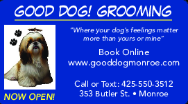Coupon Offer: Book Online! www.gooddogmonroe.com