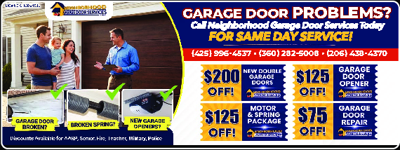 Coupon Offer: $200 OFF New Double Garage Doors